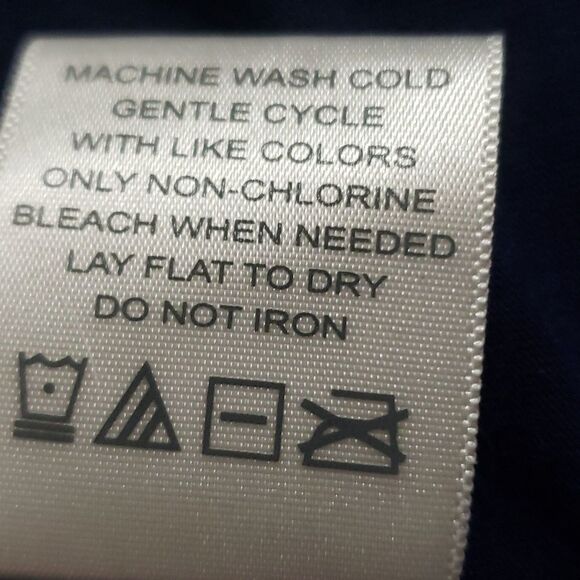 Vanity. Adorable Blue Jersey & Cream Lace Back Inset Cardigan. Size L. - Picture 7 of 9